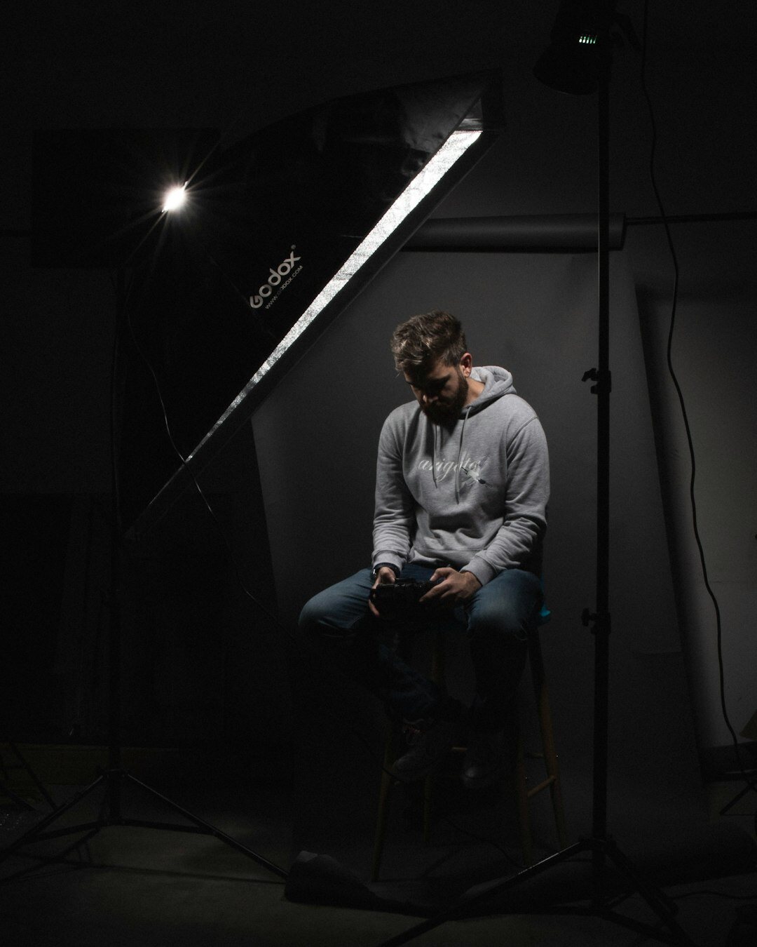 Finnish man lighting designer portrait in studio