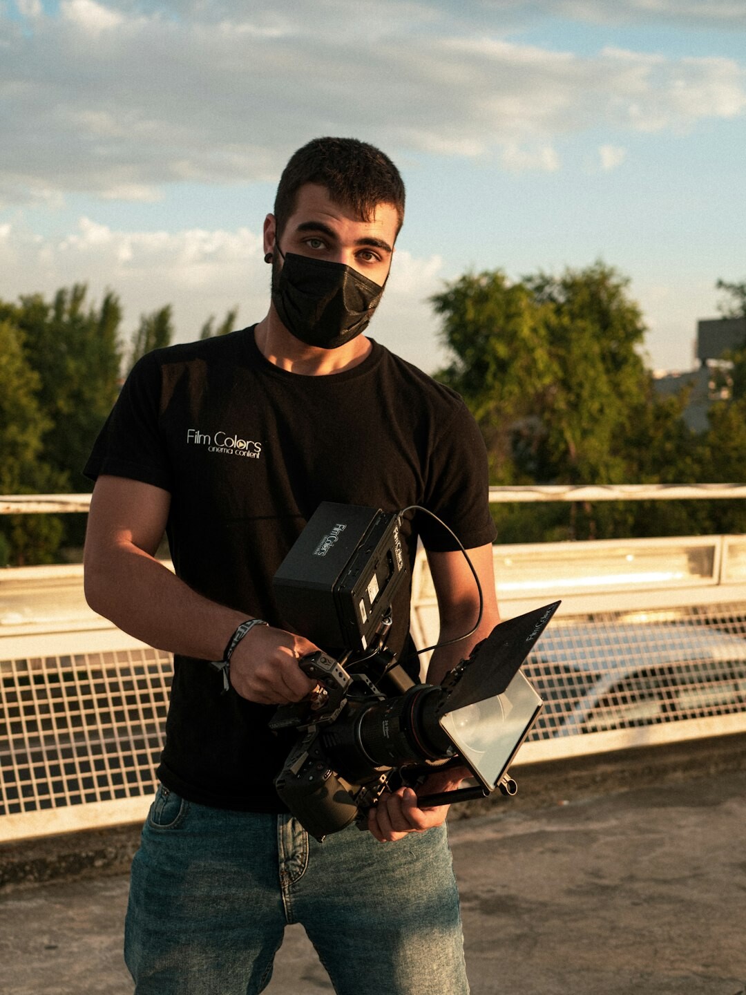 Finnish man camera operator portrait in television studio