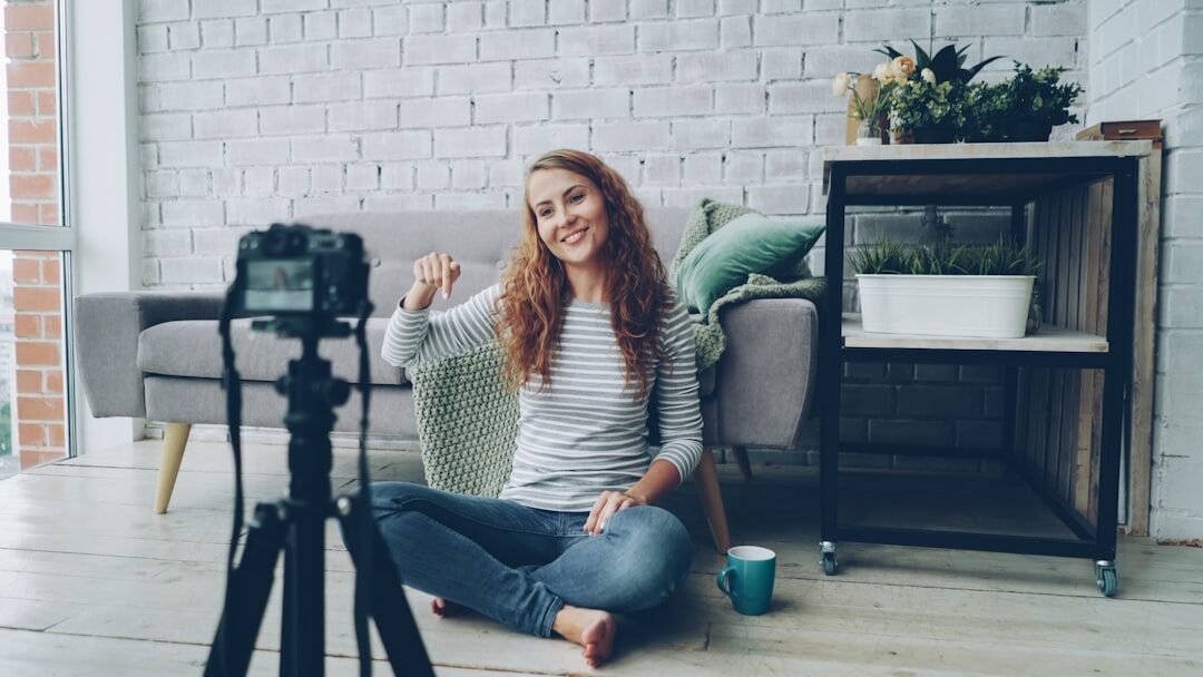 Finnish woman studio producer smiling in broadcast studio